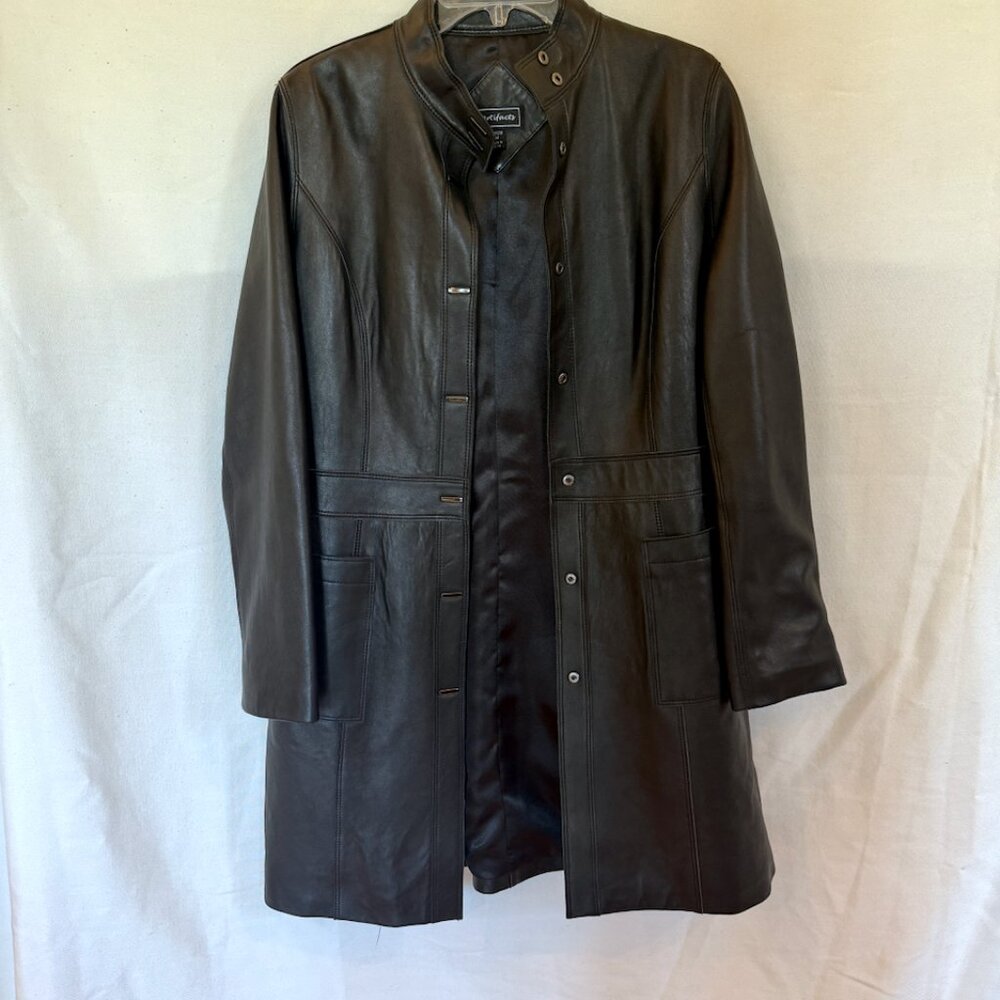 Artifacts Black Leather Jacket Coat Cool Snap Clo… - image 4